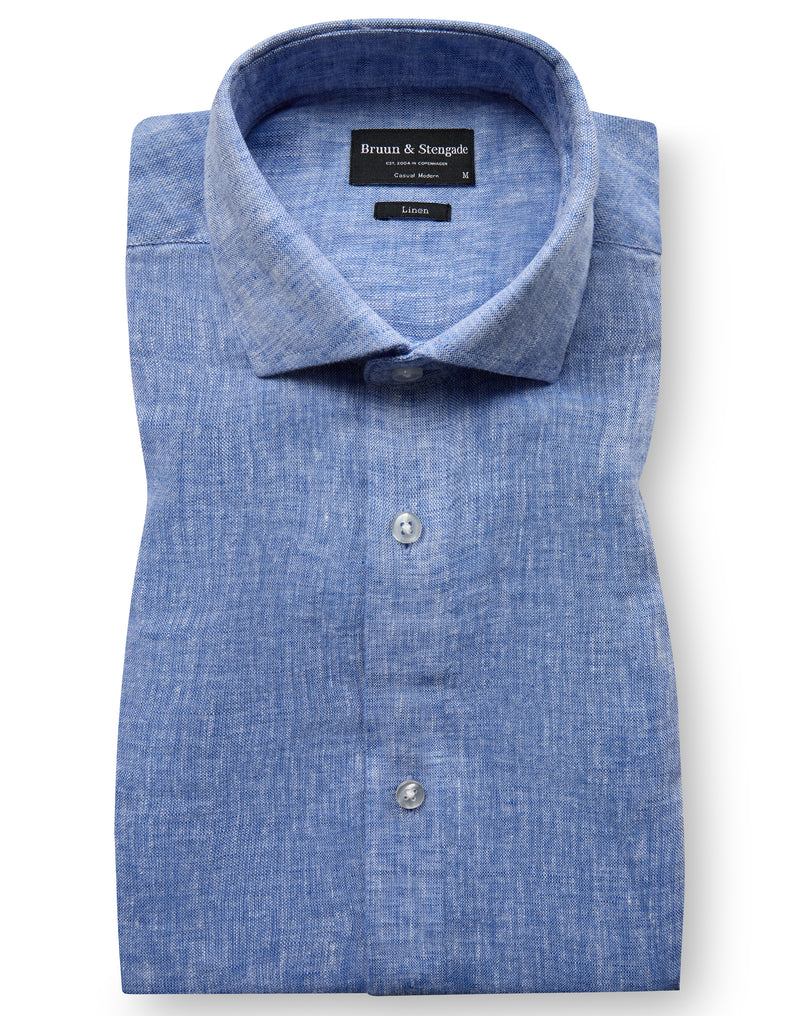 Modern Fit | Cotton Linen Shirt - Blue
