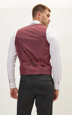 Double Breasted Shawl Lapel Vest - Burgundy