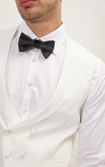 Double Breasted Shawl Lapel Vest - White