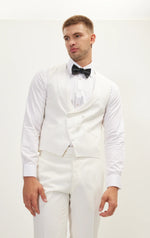 Double Breasted Shawl Lapel Vest - White