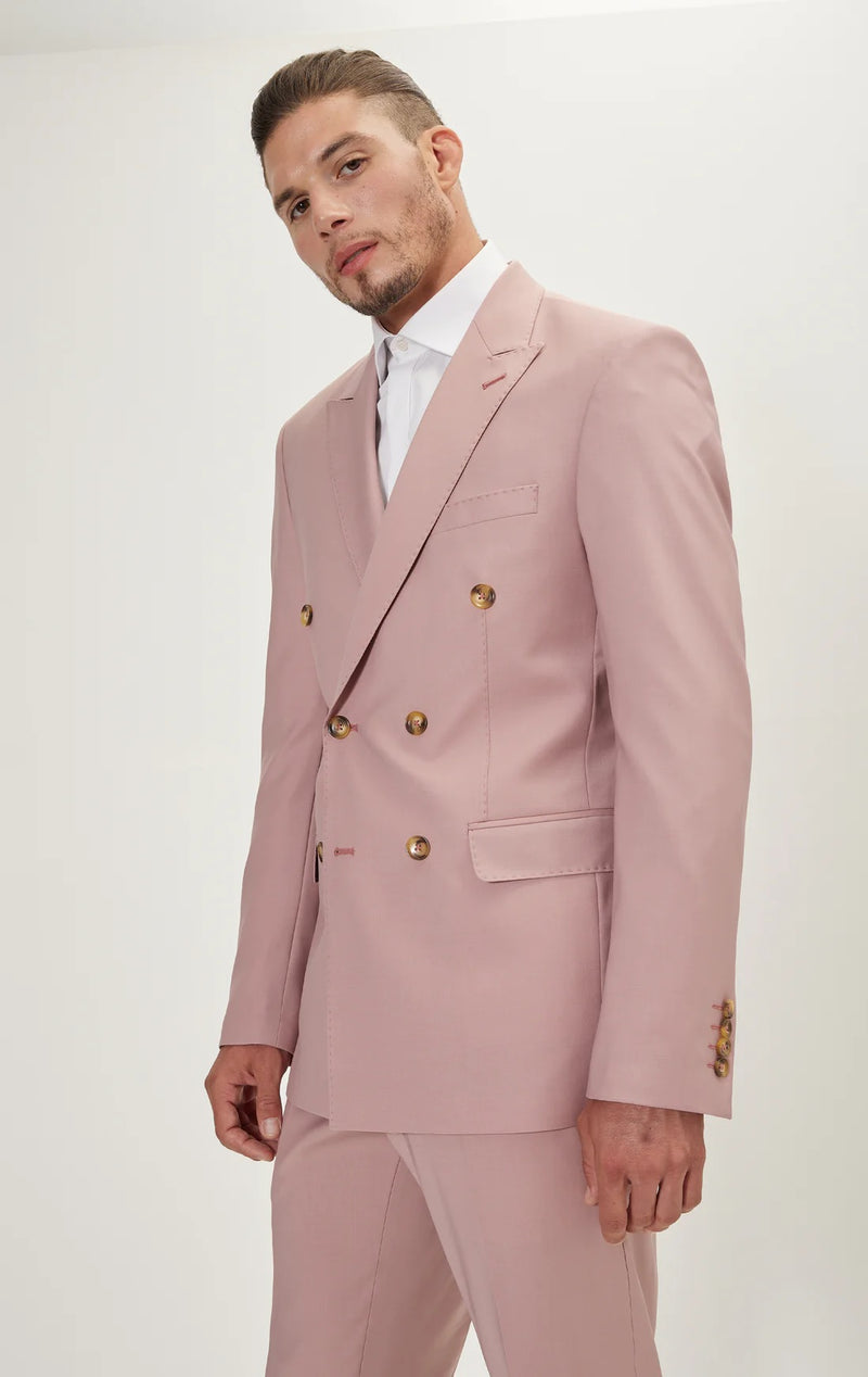 Double Breasted Merino Suit - Blush
