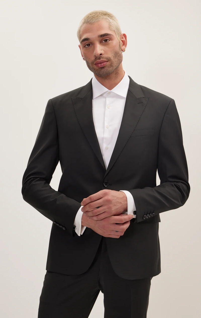 Merino Wool Peak Suit - Black