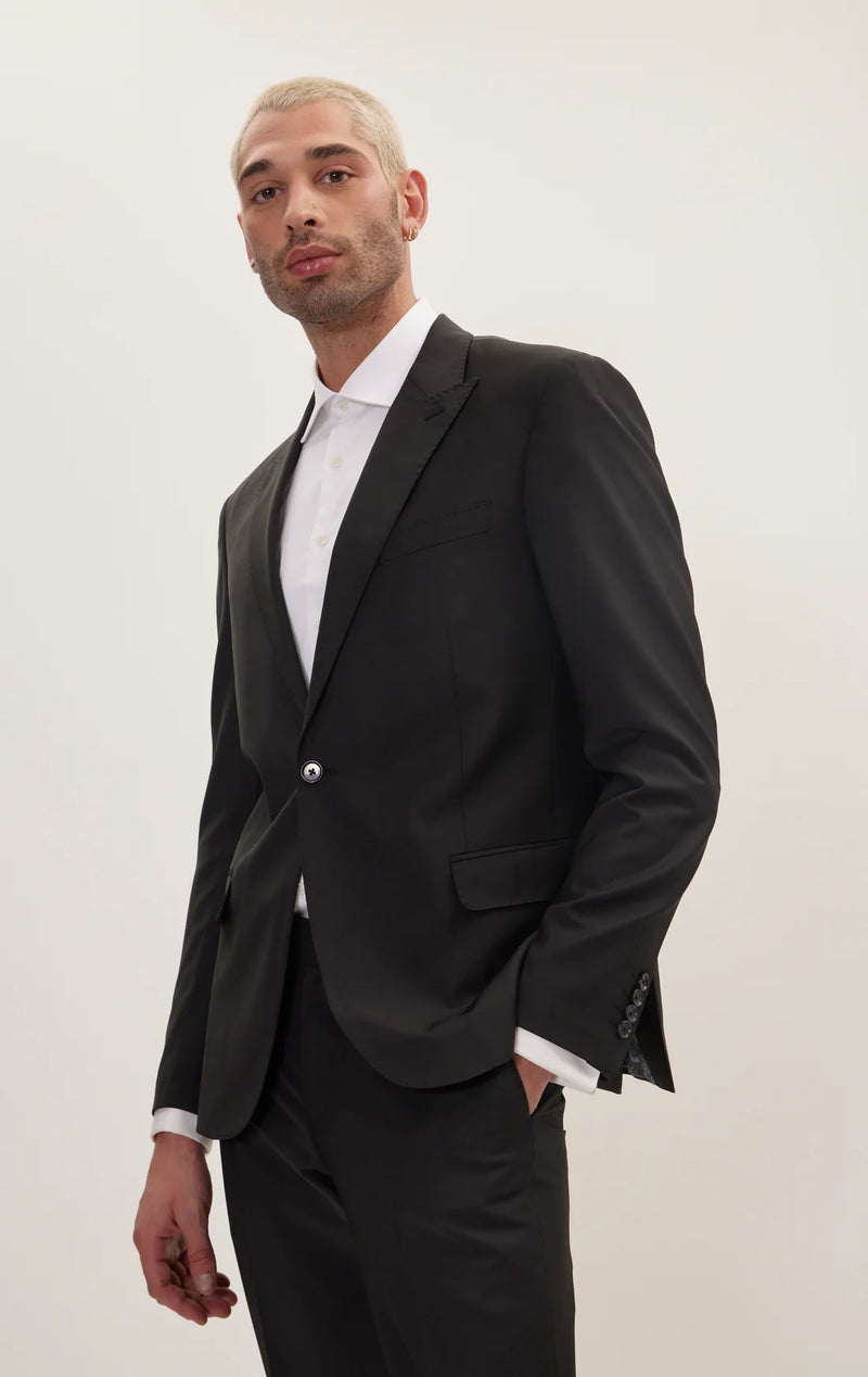 Merino Wool Peak Suit - Black