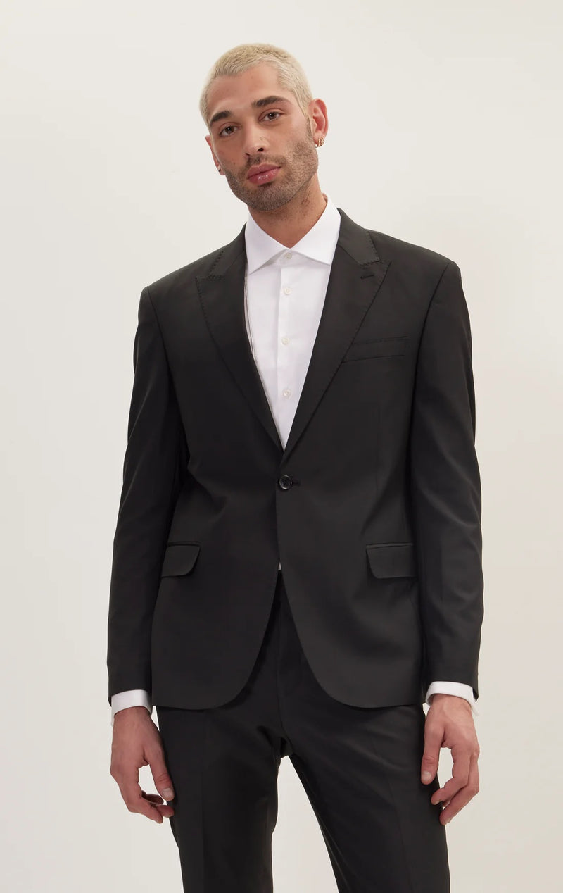 Merino Wool Peak Suit - Black