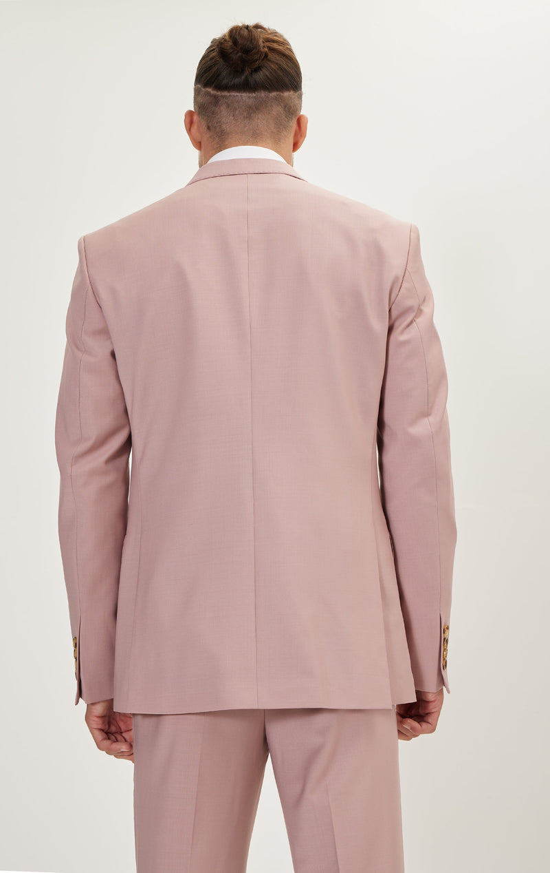 Single Breasted Peak Merino Suit - Blush