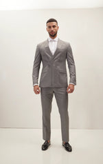 Merino Wool & Silk Single Breasted Suit - Grey