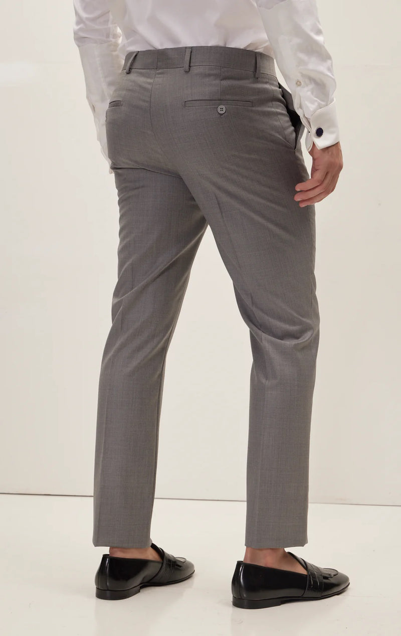 Merino Wool & Silk Single Breasted Suit - Grey