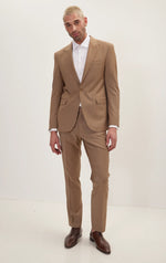 Single Breasted Peak Lapel Merino Suit - Khaki