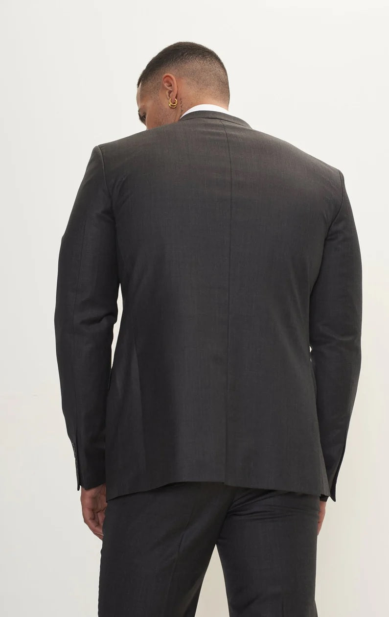 Merino Wool & Silk Single Breasted Suit - Slate Grey