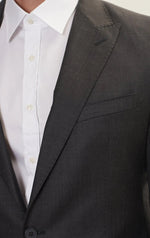 Merino Wool & Silk Single Breasted Suit - Slate Grey