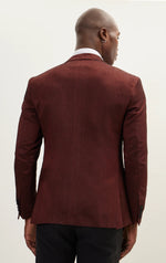 Contrast Textured Tuxedo with Notch Lapel - Burgundy