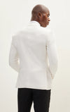 Contrast Textured Tuxedo with Notch Lapel - White