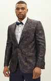 Paisley Peak Lapel Tuxedo - Navy/Copper