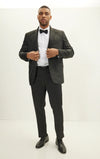 Jacquard Print Peak Lapel Tuxedo - Black 2