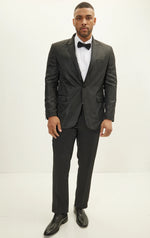 Jacquard Print Peak Lapel Tuxedo - Black 2