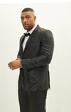 Jacquard Print Peak Lapel Tuxedo - Black 2