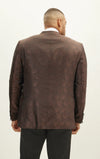 Jacquard Print Peak Lapel Tuxedo - Coffee Brown