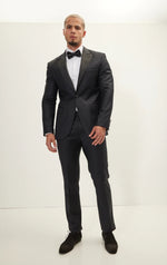 Super 180's Merino Wool Tuxedo - Matte Black