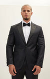 Super 180's Merino Wool & Silk Tuxedo - Matte Black