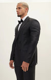 Super 180's Merino Wool & Silk Double-Breasted Tuxedo - Black