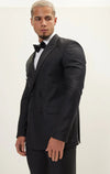 Super 180's Merino Wool & Silk Double-Breasted Tuxedo - Black