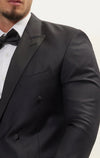 Super 180's Merino Wool & Silk Double-Breasted Tuxedo - Black