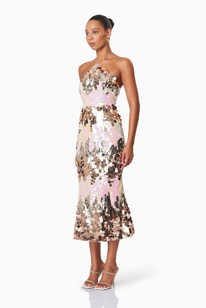 Sequin Halter Dress - Multicolor