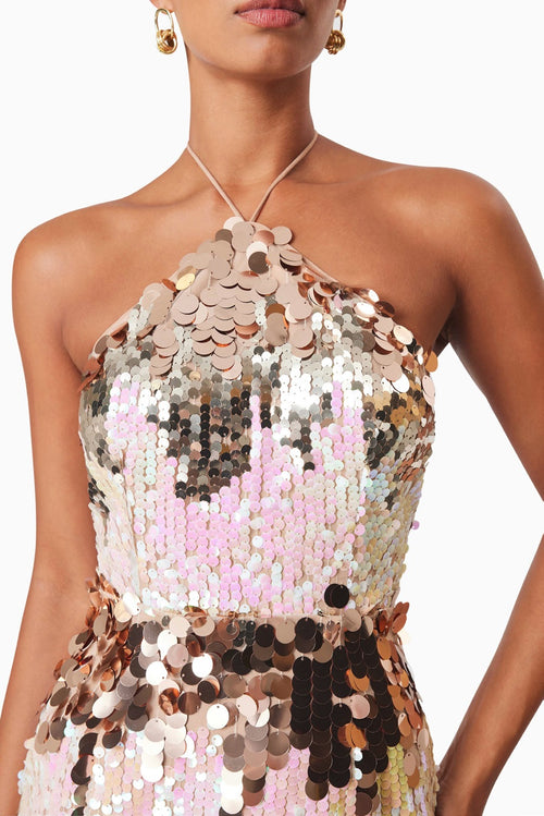 Sequin Halter Dress - Multicolor