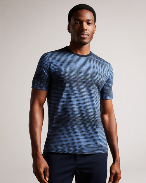 Geometric Print T-Shirt - Dark Blue