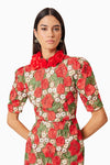 Rose Lace Midi Dress - Red