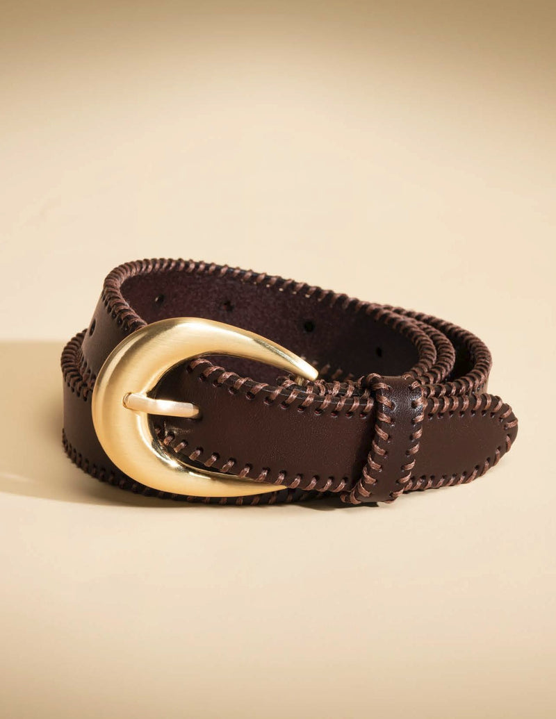 Whipstitch Leather Belt - Espresso