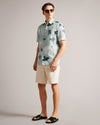 Short Sleeve Colourful Silhouette Print Shirt - Light Green