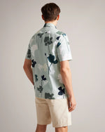 Short Sleeve Colourful Silhouette Print Shirt - Light Green