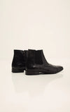 Leather Chelsea Boots with Textured Detail - Black