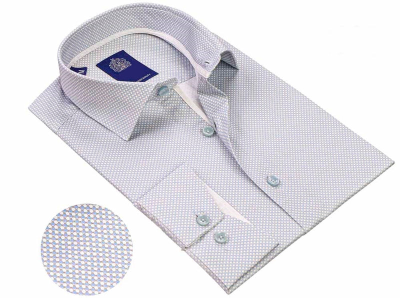 Micro Circle Print Long Sleeve Shirt - Light Blue