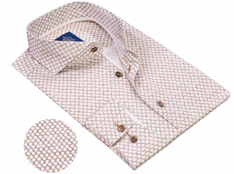 Circle Geo Print Long Sleeve Shirt - Sand