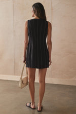 Button Front Fitted Mini Dress - Black
