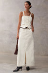 Cotton Cord Maxi Skirt - Creme