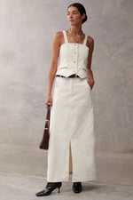 Cotton Cord Maxi Skirt - Creme
