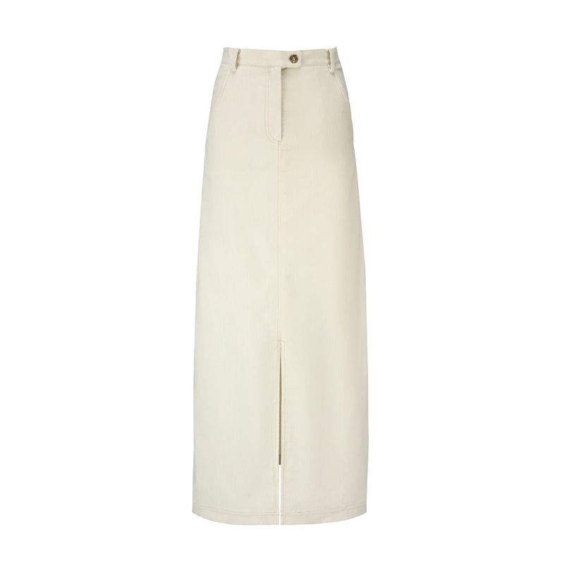 Cotton Cord Maxi Skirt - Creme