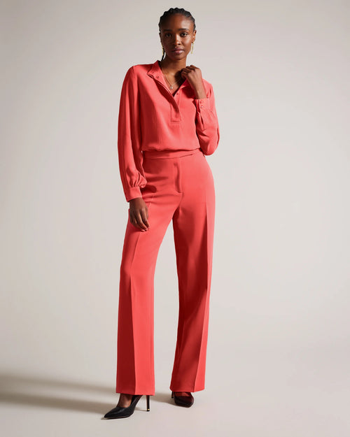 Tailored Wide Leg Trousers - Coral
