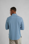 Performance Stretch Striped Long Sleeve Shirt - Navy