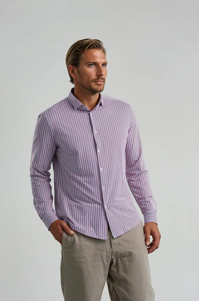 Performance Stretch Striped Long Sleeve Shirt - Pink