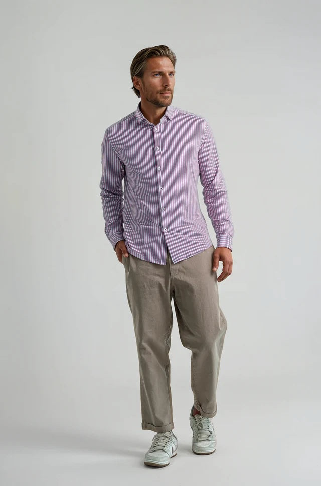 Performance Stretch Striped Long Sleeve Shirt - Pink