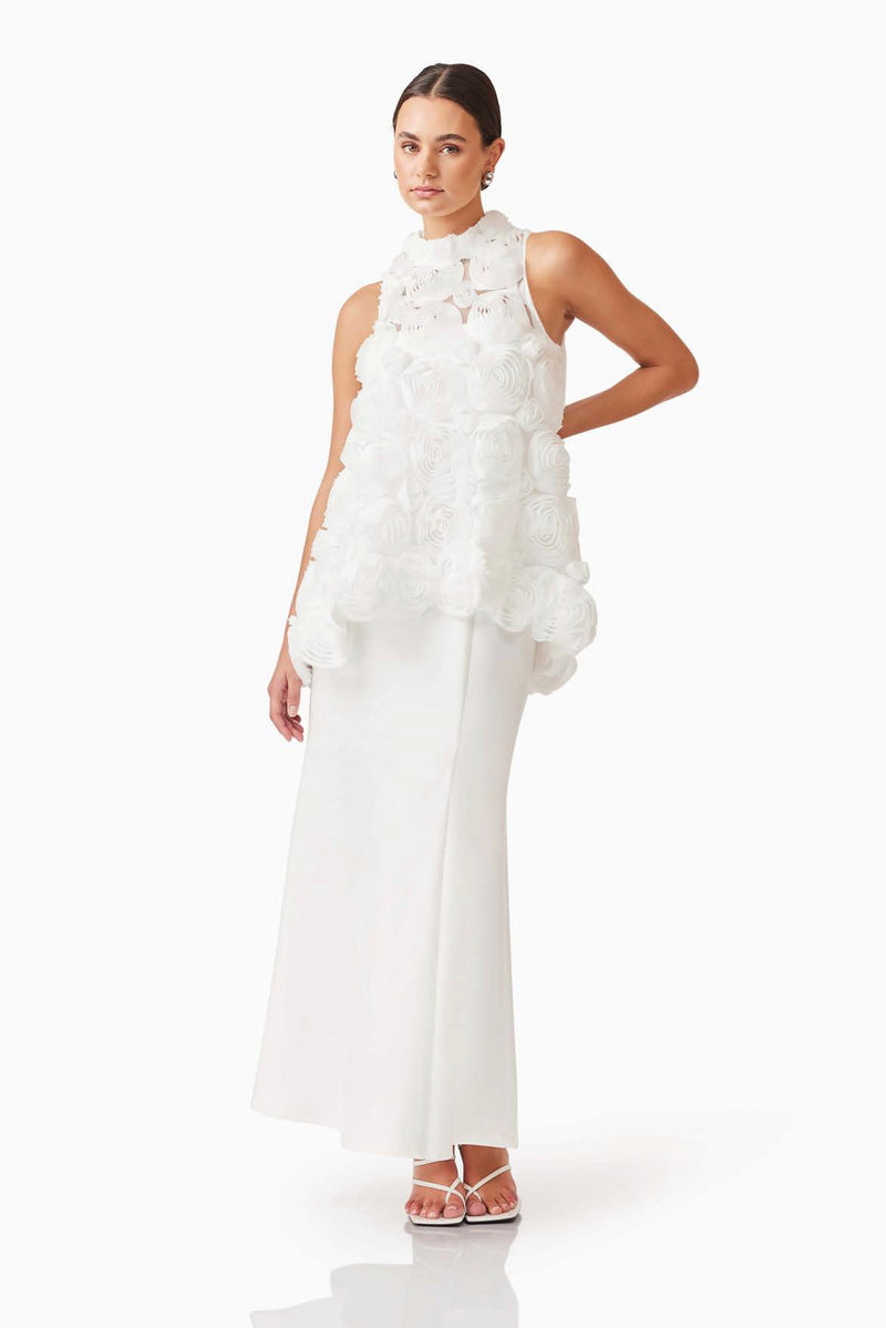 Textured Floral Two-Piece Dress - Ivory