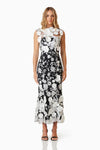 Floral Applique Dress - Black/White