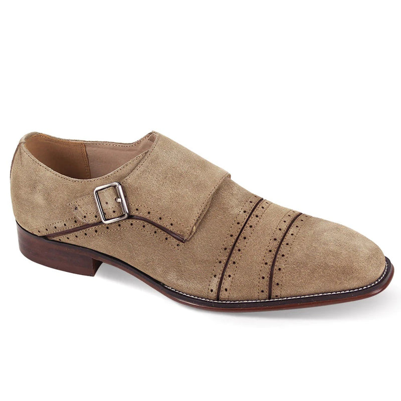 Suede Monk Strap Shoes - Taupe