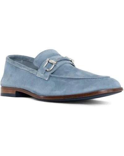 Suede Loafer with Metal Bit - Denim Blue