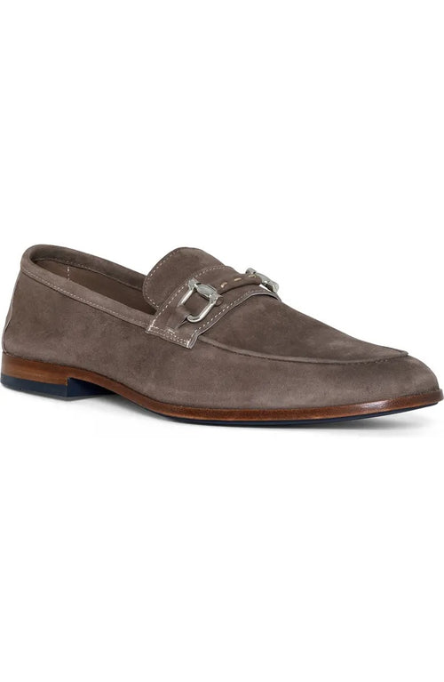 Suede Loafer with Metal Bit - Taupe
