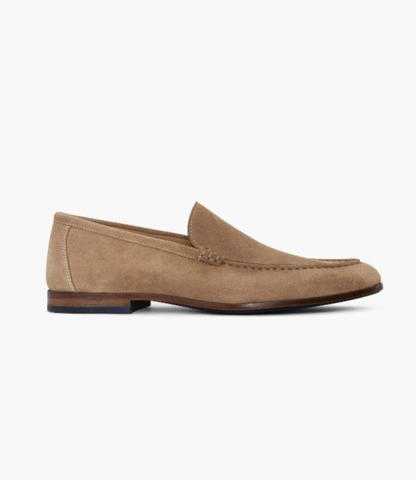 Stitch Suede Leather Loafers - Sand